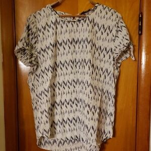 LOFT Navy and White Abstract Blouse